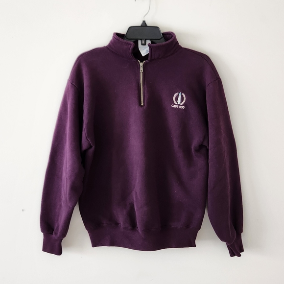 Cape Cod Tops - Cape Cod Quarter Zip Sweatshirt Purple Medium